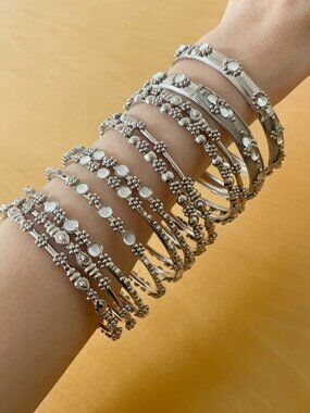 Amrita Singh 12-Piece Silver Tone Rhinestone Bangle Set